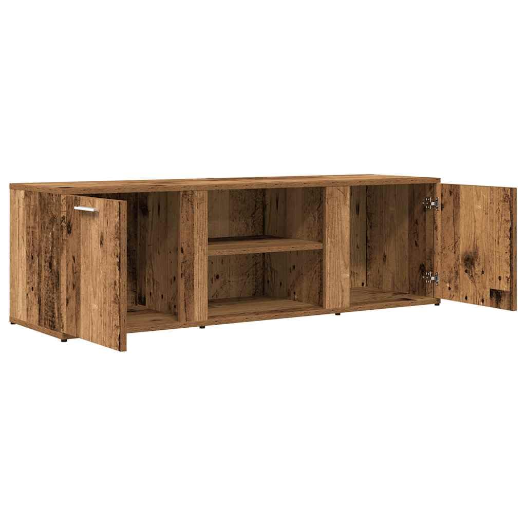 Mobile Porta TV in Legno Antico Multistrato 120x34x37 cm con 2 Scomparti e Ripiani, Ampio Spazio Archiviazione per Lettori DVD e Oggetti Decorativi, Design Pratico
