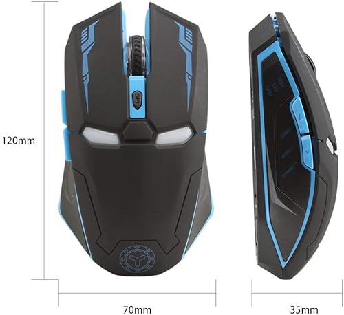 Miniatura 5 de ECOiNVA Mouse inalámbrico Iron Man con luz infrarroja invisible y luz decorativa para computadora portátil de escritorio (negro)