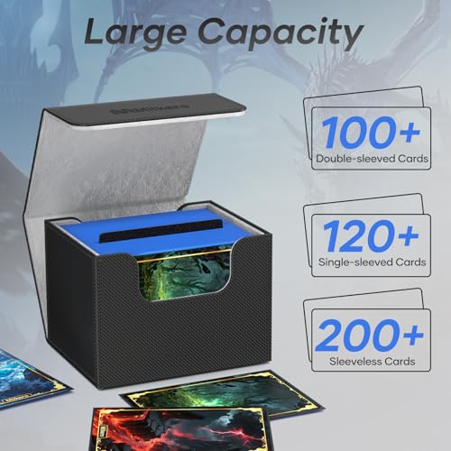 Image of Mlikero 4 Pack Card Deck Box, Commander Deck Box Holds 400+ Double-Sleeved Cards with 4 Dividers, Leather Magnetic Closure Card Box Fit for MTG, TCG (4 Colors)
