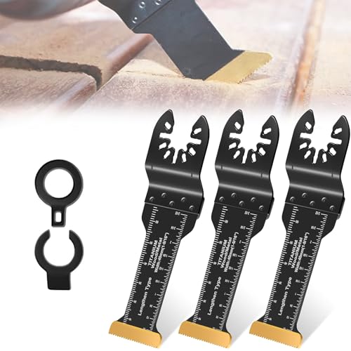 3 Pack Titanium Multi Tool Blades, Extra-Long 70mm Starlock Oscillating Tools Saw Blades for Wood Metal Screws, Quick Release Multitool Accessories for Dewalt Makita Milwaukee Bosch