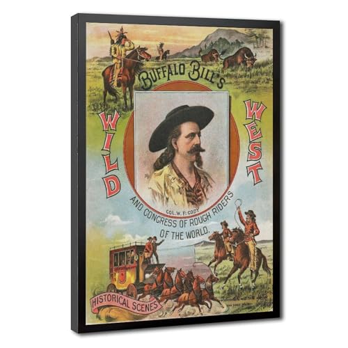 Poster Buffalo Bill pour déco bistrot rétro et salon vintage avec cadre suspendu toile