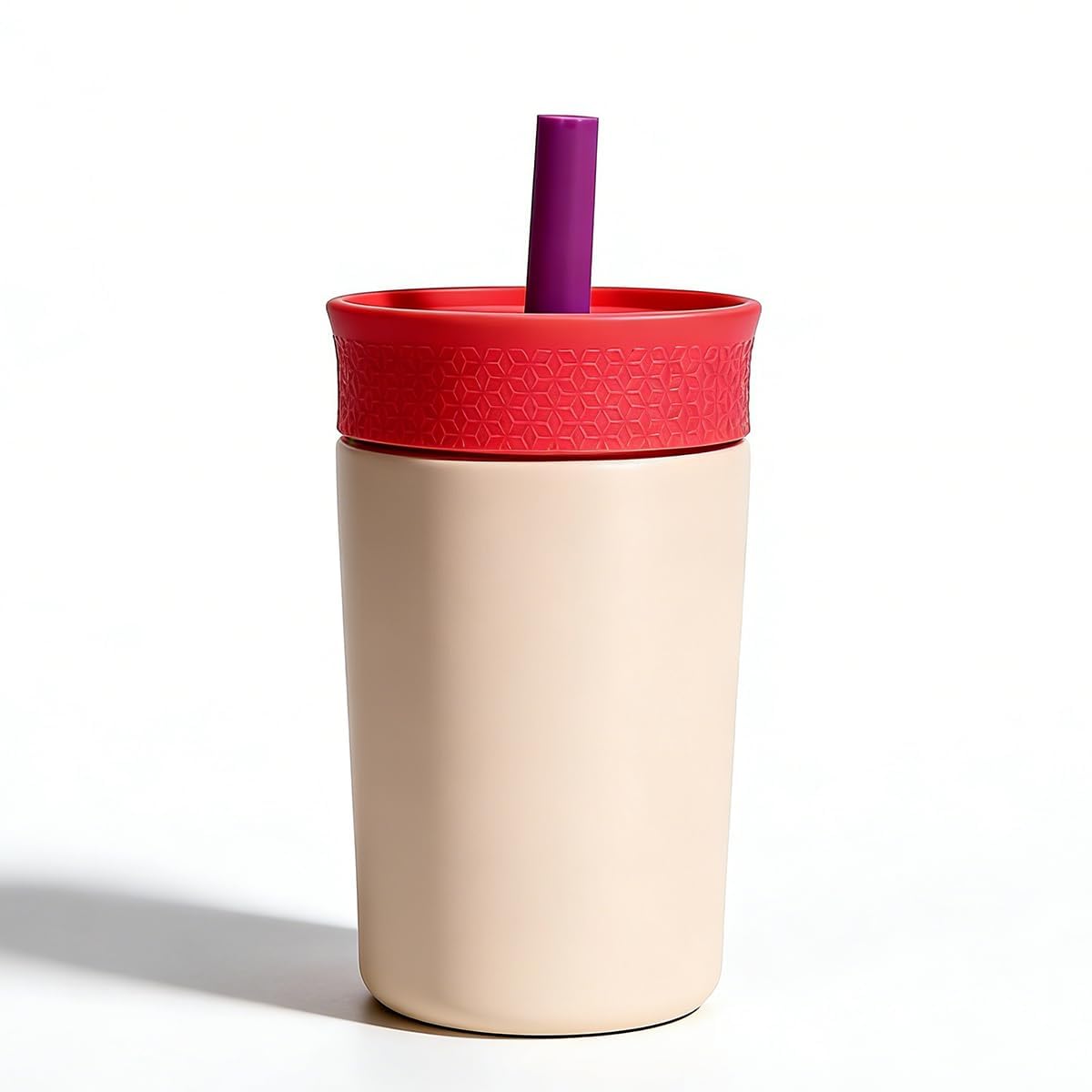 ZHUIYIWIN 12 oz Insulation Stainless Steel Tumbler, Water Bottle with Spill Resistant Flexible Straw, Water Bottle, Great for Travel, Home (Beige)