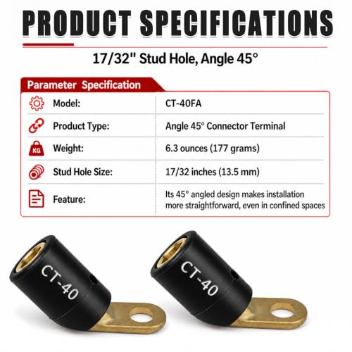 Image of 4PC CT-40FA Welding Terminal Connector, Welding Lug Connectors Adapter