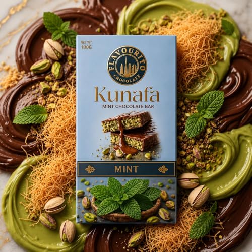 Image of Flavourito Kunafa Pistachio Chocolate Bar 100g, Satisfying, Sharp Snap Of Smooth Milk Chocolate that Gives Way to a Creamy, Rich, and Nutty Pistachio (Mint Pack Of 2) DECADENT FOODS