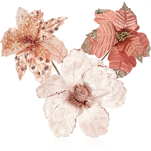 com-four® 3X Weihnachtsstern Deko-Gesteck, Kunstblumen als tolle...