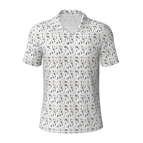 Polo manches courtes respirant homme décontracté col boutonné imprimé plume