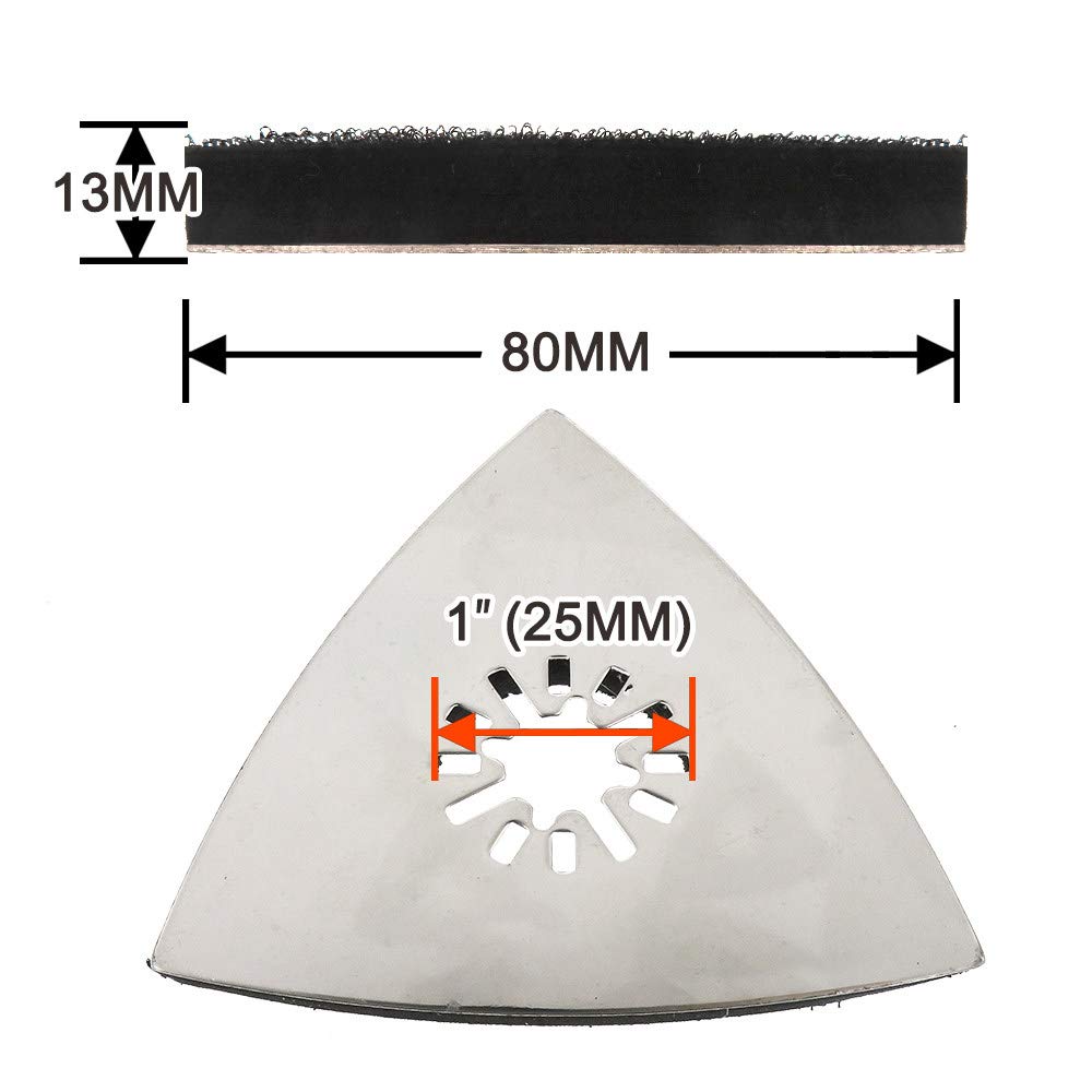 100 hojas triangulares de lija triangulares con gancho de papel de lija que se ajustan a la almohadilla de lijado oscilante multiherramienta de 3-1/8 pulgadas, grano 40-400, mixto 1