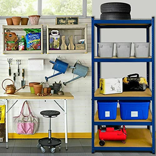 DayPlus Heavy Duty 5 Tier Boltless Garage Shelving Unit Shed Warehouse Workshop Office Storage Shelves Metal Racking, Adjustable - Can be split into 2 smaller Shelf Units | Standard, Blue 2 DayPlus Heavy Duty 5 Tier Boltless Garage Shelving Unit Shed Warehouse Workshop Office Storage Shelves Metal Racking, Adjustable - Can be split into 2 smaller Shelf Units | Standard, Blue - Image 2