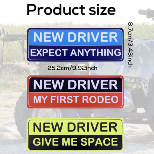 Image of 3pcs New Driver Magnet for Car, Reflective Magnetic New Driver Sticker Durable Removable Car Bumper Sticker for Novice Drivers, Student Driver Warning Sign