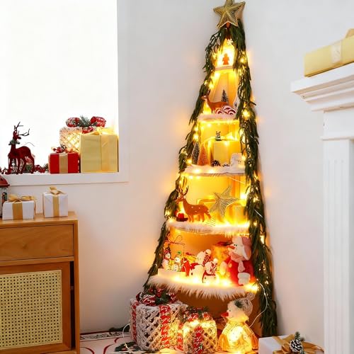 Cinnvoice 6 Tier 5ft Christmas Tree Corner Shelf Large Bookshelf