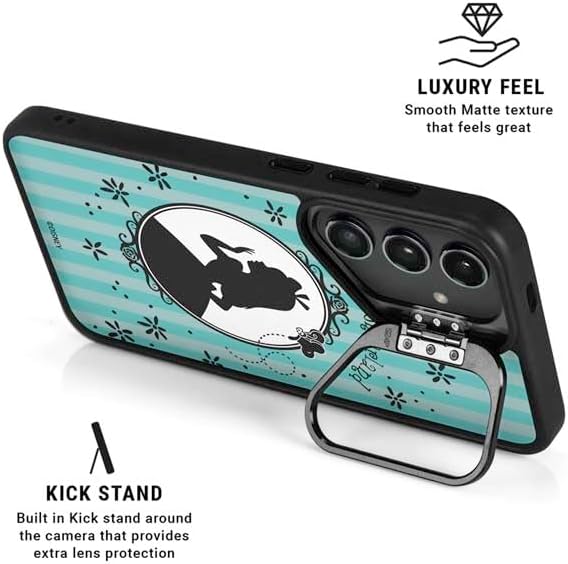 Skinit Kickstand Phone Case Compatible with Galaxy S24 Plus - Officially Licensed Disney Alice in Wonderland (Animated) Silhouette in The Mirror Design
