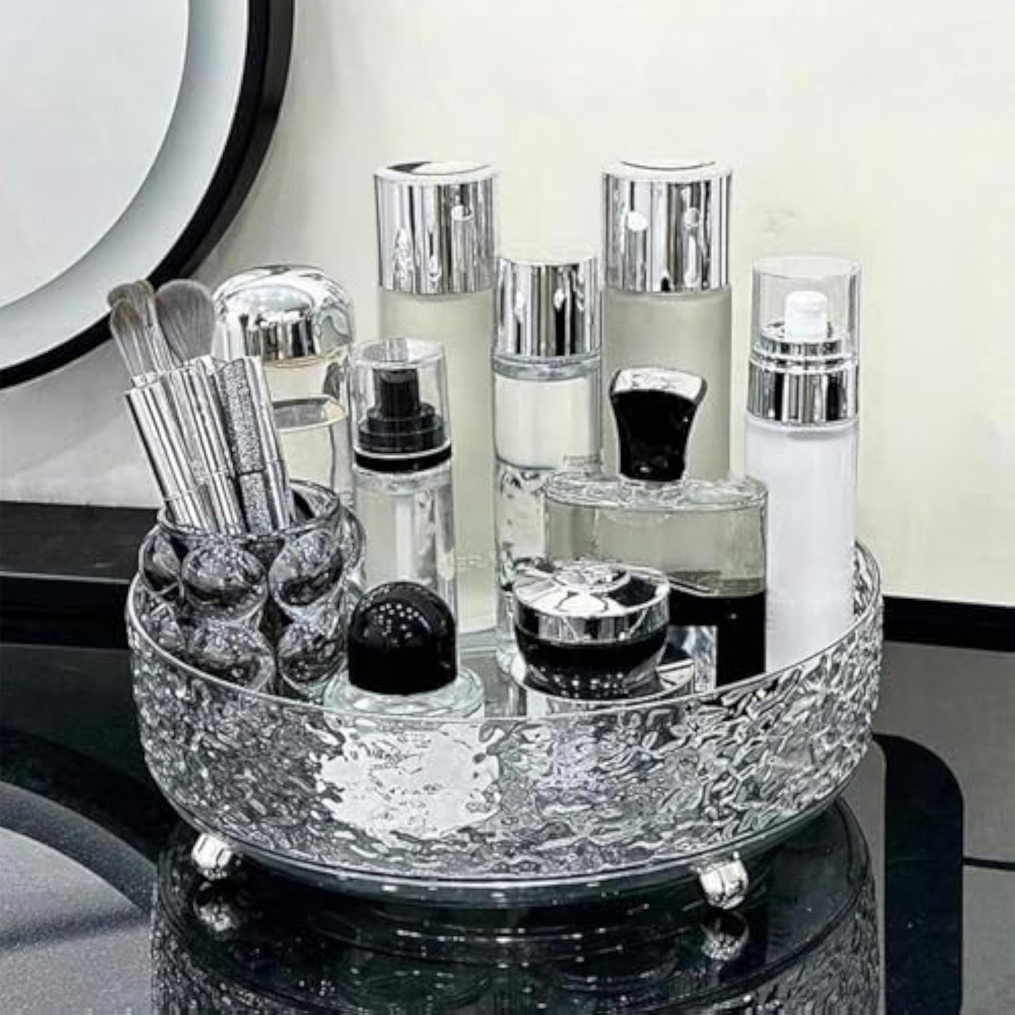 360 Rotating Acrylic Makeup Organizer, Multi-Compartment