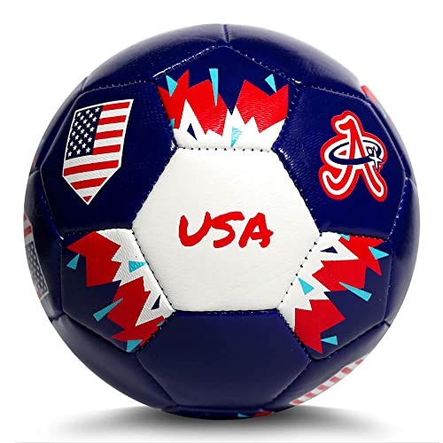 USA Soccer Ball World Cup 2022, Mini Size 2 Skills Ball, Leather Game Ball, Indoor & Outdoor, Kids, Adults, Collector & Game Quality