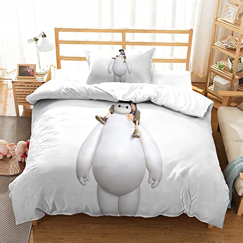 ERYUE Impreso En 3D Baymax Cartoon Funda Nórdica para Niños Y 2 Fundas De Almohada con Cierre De...