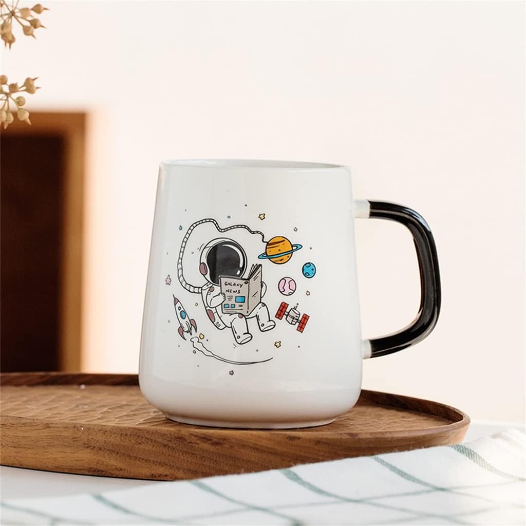 Nordic Ceramic Mug Coffee Cup with Lid Spoon Handle Household Water Gift Box Milk(D)