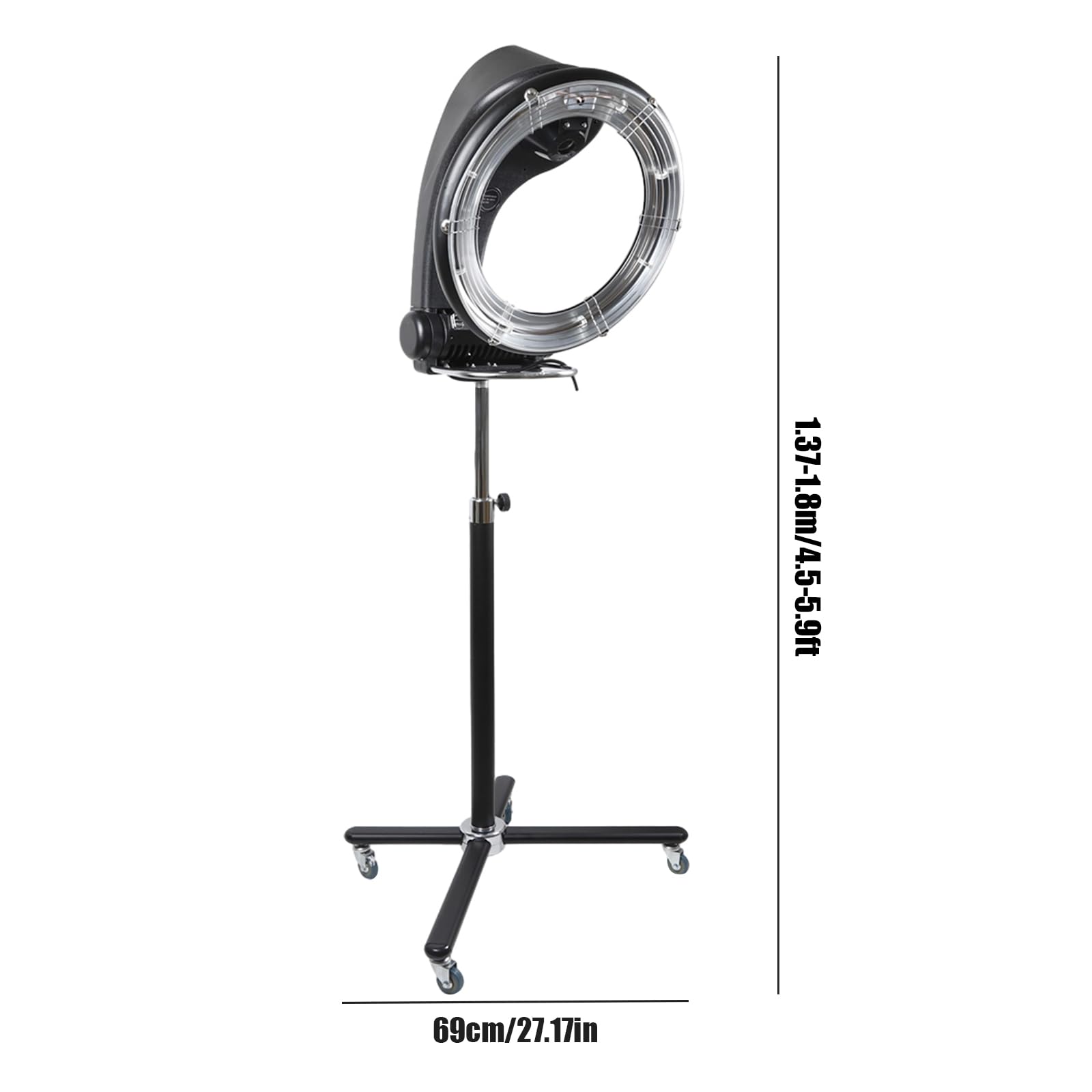 Infrared Hair Dryer Freestanding Hair Dryer 3In1 Professional Orbiting Hairdryer Color Processor Salon Dryer with 4Removable Wheels Adjustable Height/Temperature for Barbershops Beauty Salons (1000W)