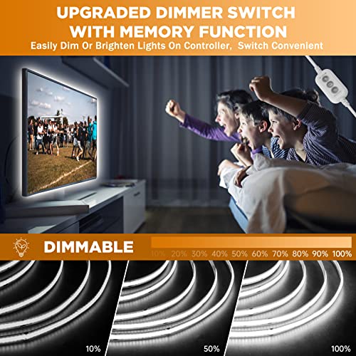 Usb Cob Led Strip Lights 4.92Ft/1.5M,5V 480Leds 1200Lm Dimmable Cob Led Light Strip 5000K Daylight White Cri90 Usb Tv Backlight,Flexible Under Cabinet Tape Light For Bedroom,Kitchen,Home Diy Lighting #TOP2