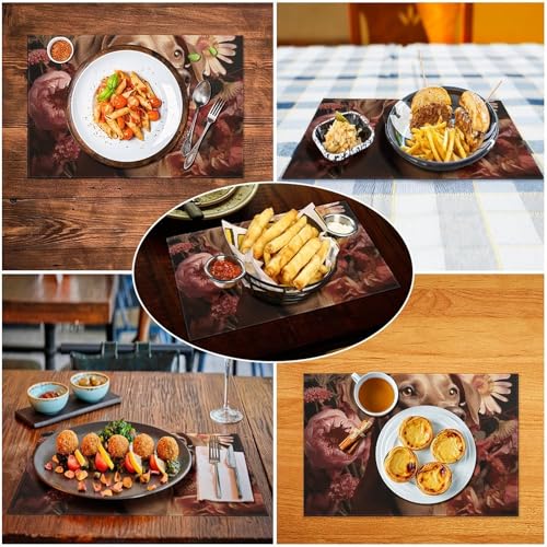 Set de table pour chien lavable et imperméable en PVC marron x6 - 6