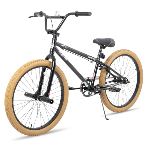 JOYSTAR 24 Inch Kids Bike Freestyle BMX Bikes for 7 8 9 10 11 12 Years Old Boys Girls and Beginner Riders, 24" Kids' Bicycles, Brown Tires
