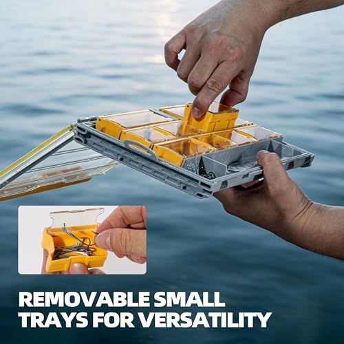Image of RUNCL 3600 Terminal Fishing Tackle Box, Waterproof Floating Lure Storage Box with Adjustable Dividers, Clear Rust-Proof Utility Tray for Terminal Tackle, Hooks and Sinkers