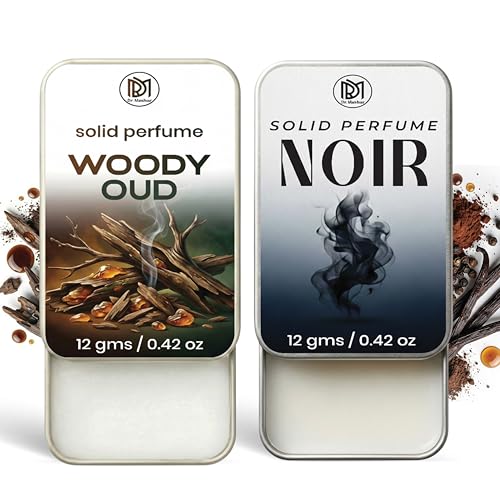 Image of Dr.Mashur Solid Perfume |Woody oud&Noir Alcohol Free Wax Perfume Balm, Long Lasting | Pocket Tin 12g, Pack Of 2| Non Greasy Smooth Glide, Travel Friendly Men And Women