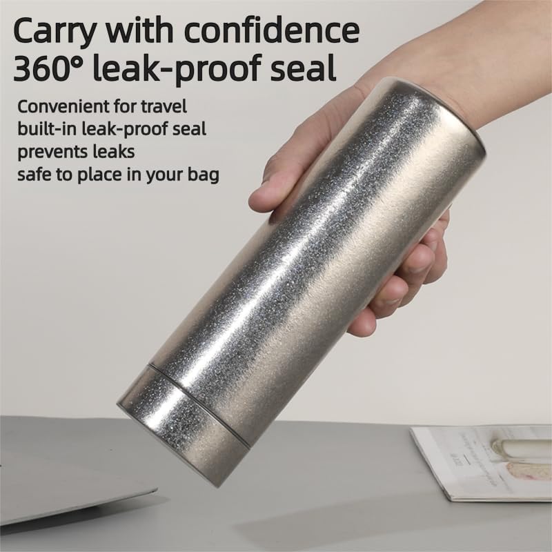Miniatura 6 de Botella de agua aislada de titanio puro de 16.9 fl oz de grado alimenticio, 24 horas fría y taza de café caliente 12 horas, a prueba de fugas,