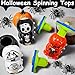 3 Pack Halloween Light Up Spinning Tops with Flash & Music, Pumpkin Mummy Death 4.8 Inch Halloween Spinning Tops Glow In The Dark Toys Gifts for Kids Halloween Goodie Bags Basket Stuffers Party Favors