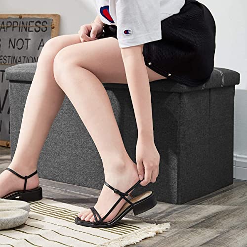Image of Folding Storage Ottoman cube storage Sofa Bench Storge Organizer & Footrest stool for Bedroom, Living Room, Office Seat Sofa (Large (78 x 38 x 38 CM), Grey)