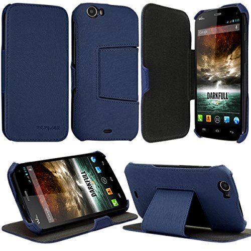 Seluxion - Coque Housse Etui avec Rabat Latéral Fonction Support pour Wiko Darkfull Couleur Bleu
