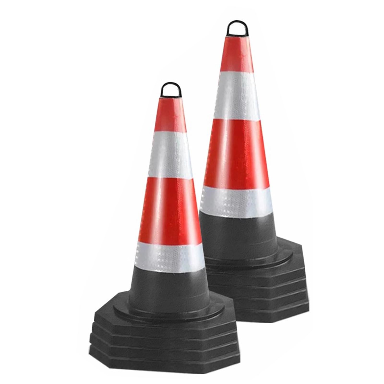 Verkehrshütchen mit Reflektierenden Streifen, 10er Set, Robuste Leitkegel Aus Gummi Pylonen Groß für Straßen, Baustellen, Schulen und Veranstaltungen(60cm/24in)