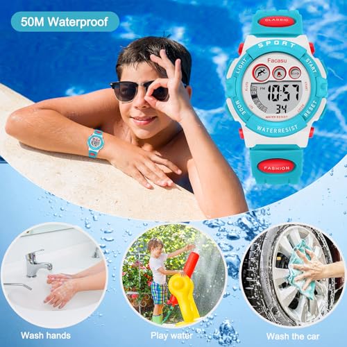 Image of Kids Watch Digital for Boys-Waterproof Kids Sports Watch with Light, Alarm&Snooze,Stopwatch Military Design Silicone Band Gift for Birthdays,Christmas Outdoor Activities(8+ Years)