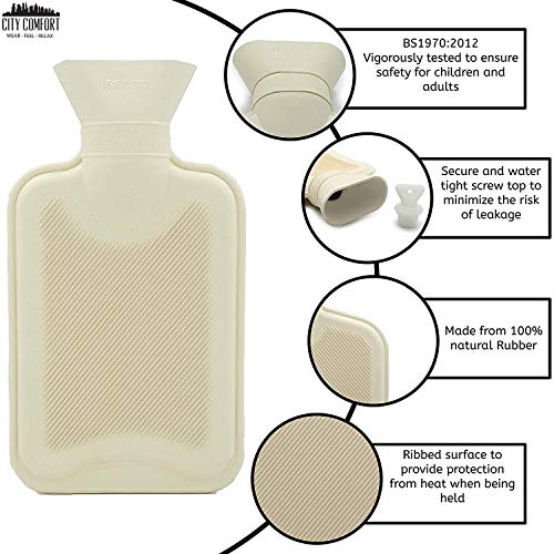 CityComfort Wärmflasche mit Bezug aus superweichem Fleece, 3D-Plüsch, hält länger warm – getestet nach UK Safe-Standards – langlebig und sehr angenehm