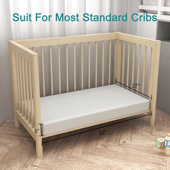 5¡° Crib Mattress, 27.5¡±x52¡° Water-Resistant and Removable Machine Washable Outer Cover, CertiPUR-US Certified Baby Foam Toddler Mattress, Fits Standard Size Crib Bed
