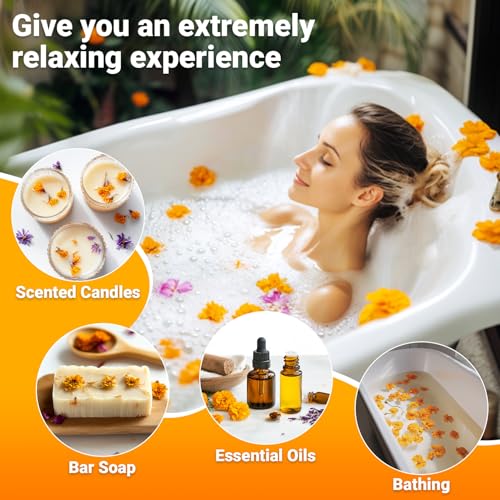 Image of Sukh Dried Calendula - Natural Flowers and Herbs 3oz Bulk Calendula Officinalis Marigold Flowers for Soap Making,Candle,Bath Bombs,Sachets and Wedding Home Decoration