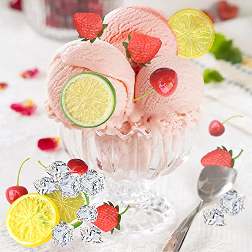 Chewarelly LSCI-SET 70 Pcs Fake Fruits Ice Cube Set, Include 10 Artificial Lemon Slice 10 Simulation Cherries 5 Fake Strawberry 45 Fake Crushed Ice And Ice Cubes thumb #2