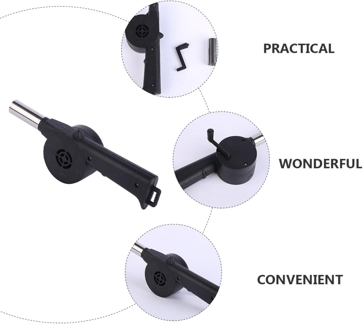 Toyvian Portable Fire Blower Hand Crank Bbq Fan for Barbecue Charcoal Grills Outdoor Camping Picnic Fire Starter Tool 2pcs