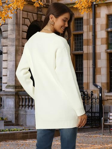 Image of Seta T Women's Sweaters Long Sleeve Crewneck Cozy Oversized Sweater Loose Fit Tunic Tops with Pockets