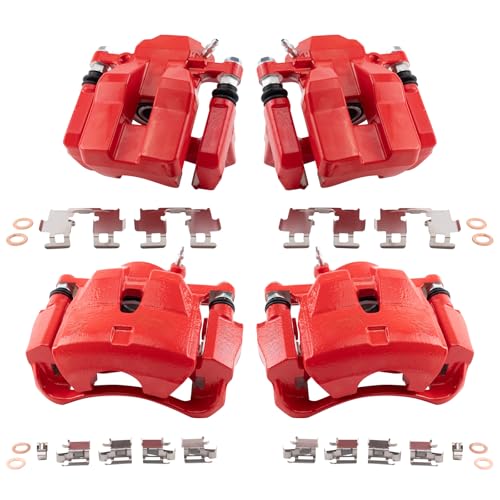 Image of TRQ Performance Front and Rear Brake Caliper Set Coated Brackets Compatible with 2011 Toyota RAV4