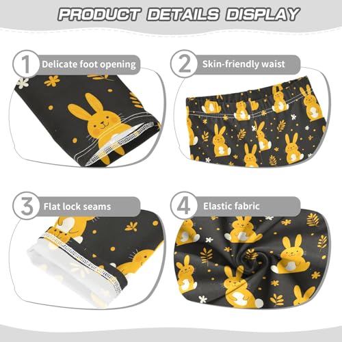 Cute Simple Yellow Bunny Girls Leggings Soft Comfortable Athletic Leggings Dancing Pants for 4-10 Years3