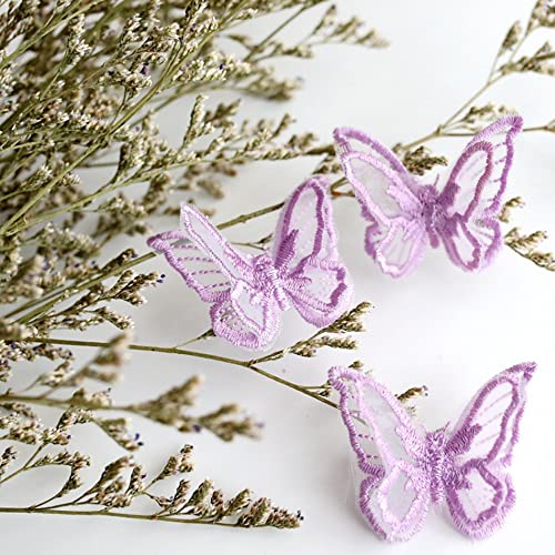 Donleeving 50 Pcs Butterfly Lace Trim Double Layers Organza Butterfly Lace Fabric Embroidery Sewing Lace For Sewing Craft Diy Clothes Dress Hair Ornaments Wedding Decor thumb #6