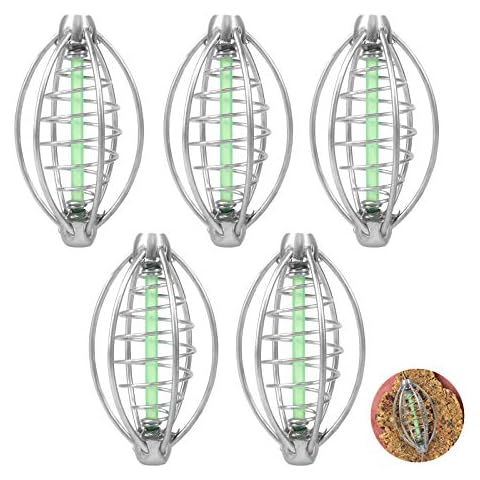 Iyowei 5 Stück Angeln Inline Feeder Set Fischköder Futterkorb Method Feeder Fishing Feeders Futterspiralen Futterkorb Cover