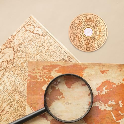 Brújula de madera Feng Shui 2 pulgadas estilo retro miniatura 5