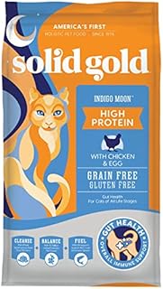 Solid Gold Indigo Moon - Dry Cat Food with Digestive Probiotics for Cats - Grain & Gluten Free - with Vitamins & High Protein - Omega 3 for Cats - Low Carb Superfood - Made with Real Chicken - 6 LB