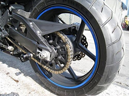 CaliBikerClub Blue Reflective Wheel Rim Stripe Decal Tape for Motorcycle Wheels 17" or Car Wheels 16"-18"