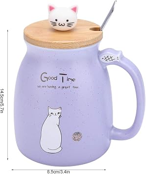 Lovely Cat Ceramic Cup Coffee Water Milk Mug Tea Cup Sets with Spoon and Lid for Home Office Drinkware Gift