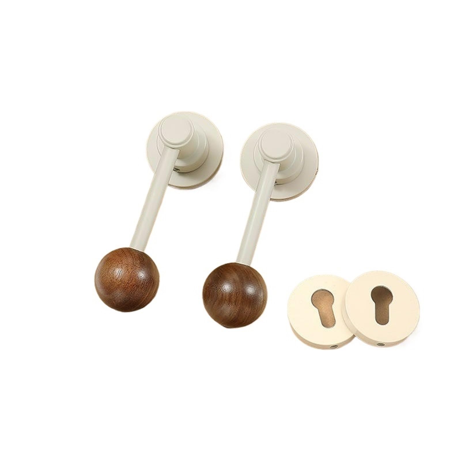 Kdhcvkz Milk White Silent Retro Bedroom Indoor Household Room Door Lock Magnetic/Silent Wooden Split Handle(Milk White Silent)