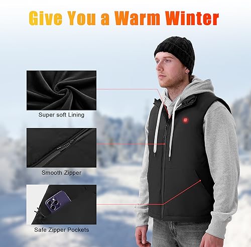Rrtizan Heated Vest for Mens and Womens with Power Bank, Heated Gilet with 3 Temperature Levels, Sleeveless Electric Fleece Heated Jacket, Washable Heated Body Warmer for Outdoor, Camping, 805-XL Rrtizan Heated Vest for Mens and Womens with Power Bank, Heated Gilet with 3 Temperature Levels, Sleeveless Electric Fleece Heated Jacket, Washable Heated Body Warmer for Outdoor, Camping, 805-XL
