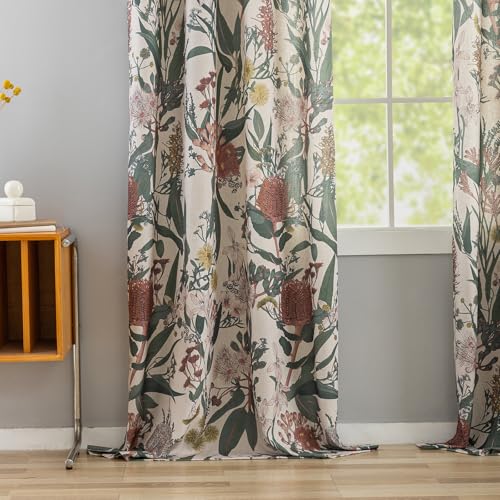 Image of ALIGOGO Patterned Curtains 90 Inches Long - Cottagecore Floral Boho Curtains for Living Room, Country Grommet Art Decor Protea Cabin Pretty Flowered Drapes for Sliding Door 2 Panels, 50 inch W x 90 inch L