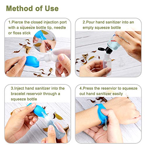 HINZER 5PCS Adult Kids Hand Gel Storage Wristband Dispenser with Squeeze Bottle