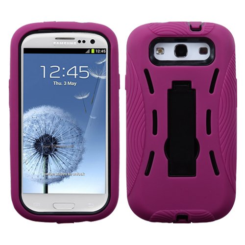 MYBAT ASAMSIIIHPCSYMS004NP Symbiosis Dual Layer Protective Hybrid Case with Kickstand for Samsung Galaxy SIII - 1 Pack - Retail Packaging - Black/Hot Pink